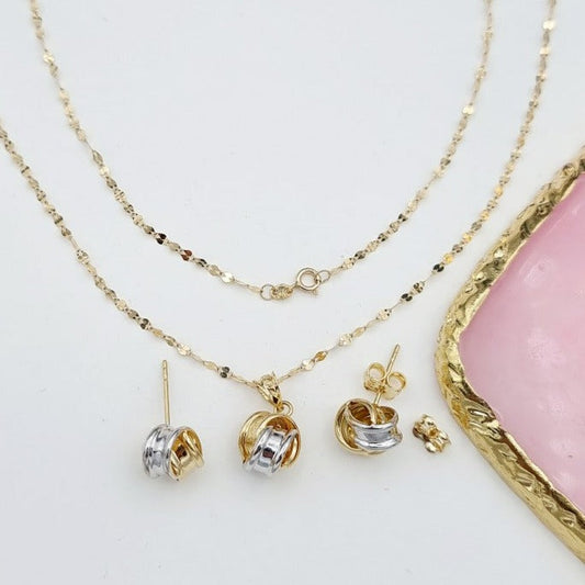 18K Pure Gold Knot Jewelry Set