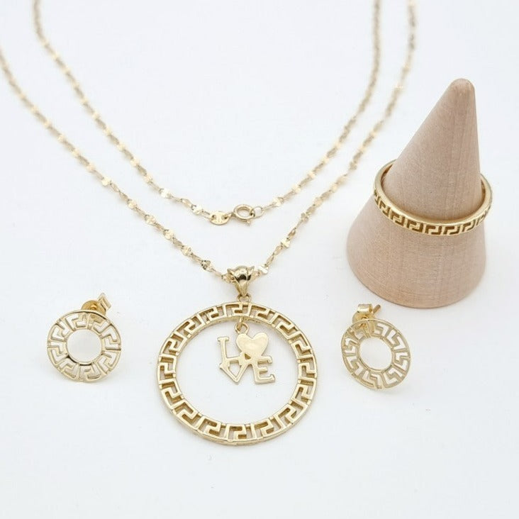 18K Pure Gold Round Love Jewelry Set