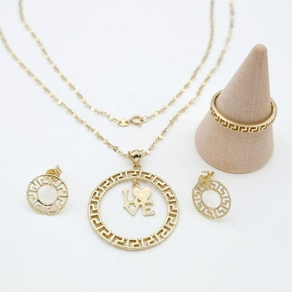 18K Pure Gold Round Love Jewelry Set