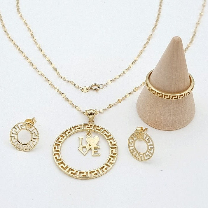 18K Pure Gold Round Love Jewelry Set
