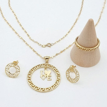 18K Pure Gold Round Love Jewelry Set