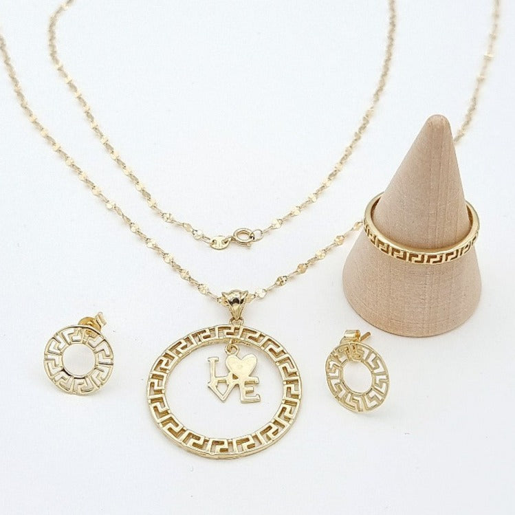 18K Pure Gold Round Love Jewelry Set