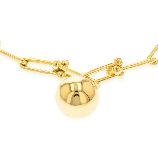18K Pure Gold U-Link Ball Bracelet