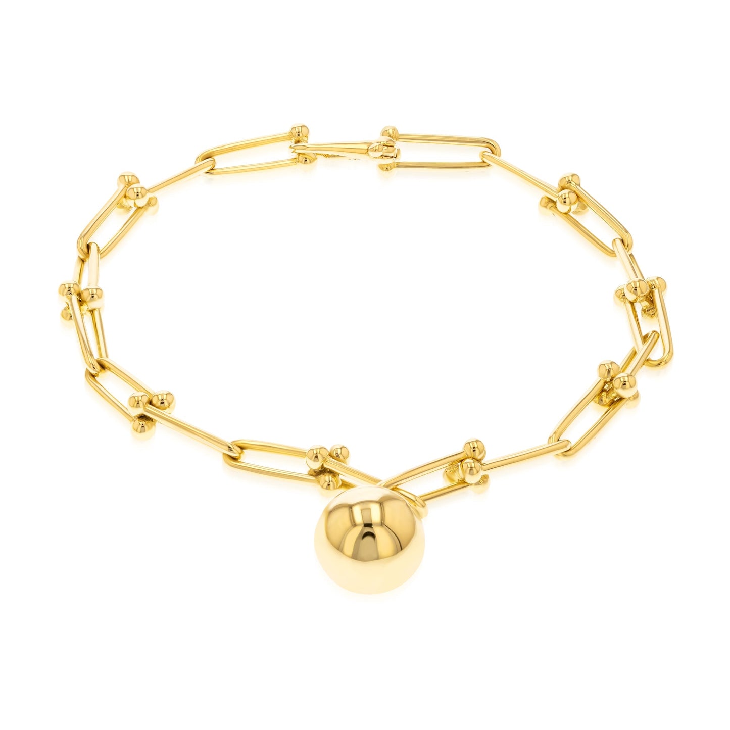 18K Pure Gold U-Link Ball Bracelet