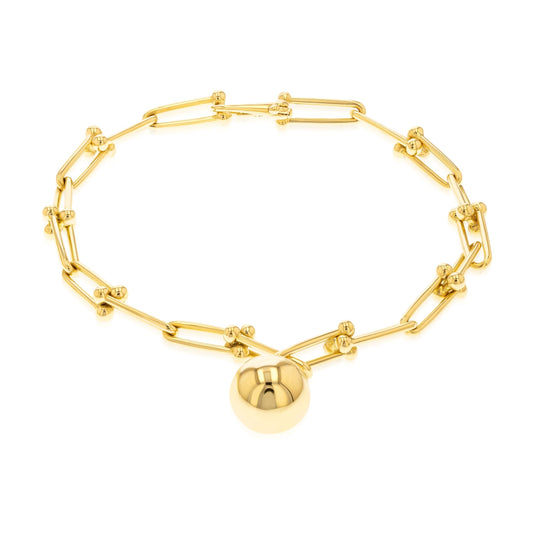 18K Pure Gold U-Link Ball Bracelet