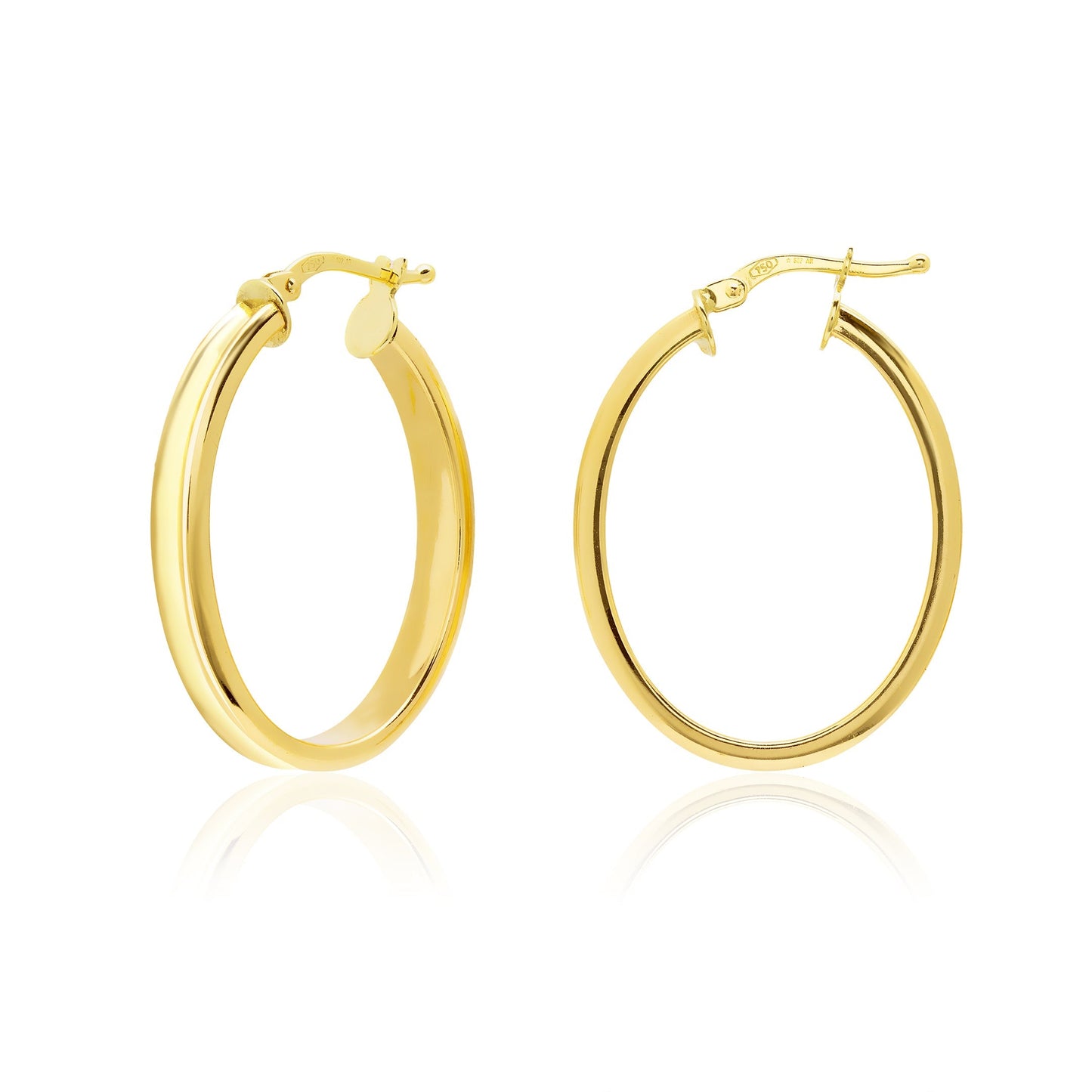 18K Pure Gold Oval Earrings