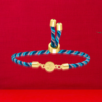 18K Pure Gold Multi Color Thread Coin Bracelet