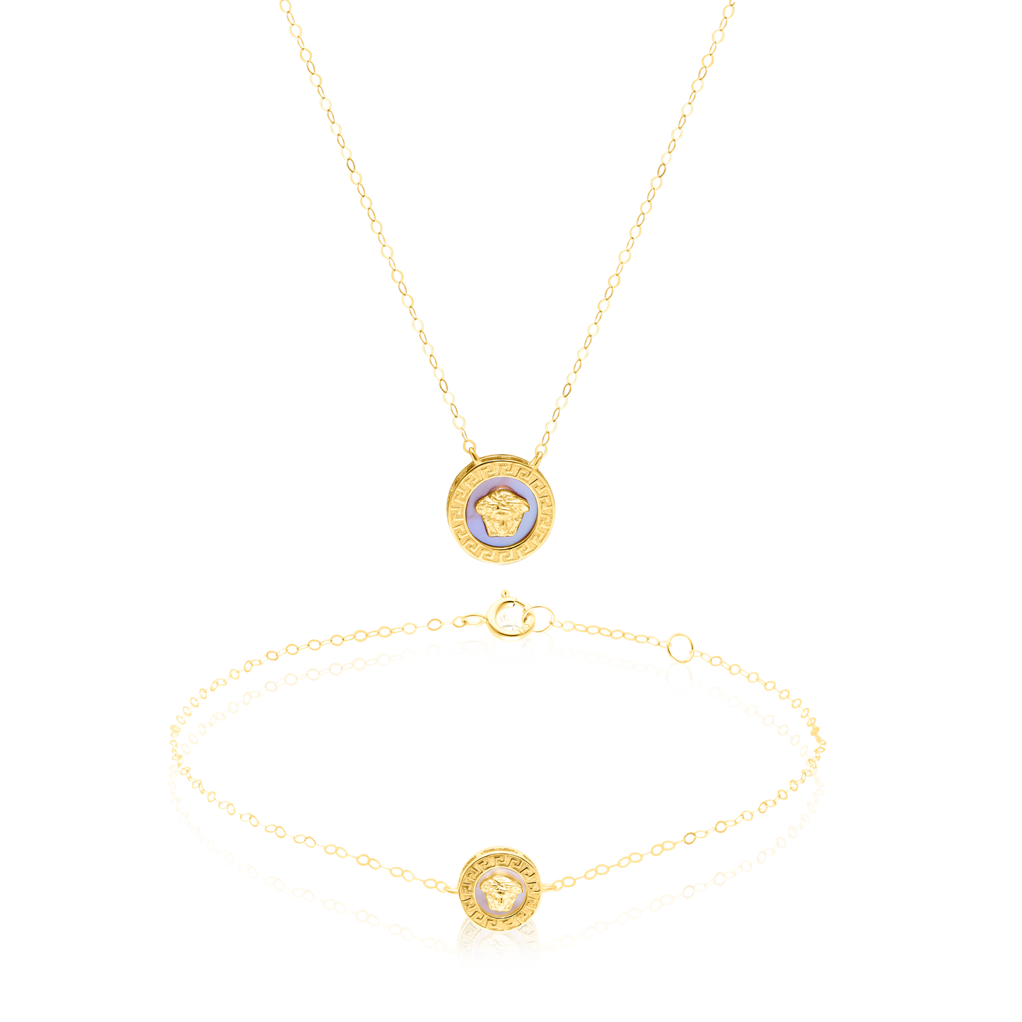 18K Pure Gold Round Pink V.R.C Jewelry Set