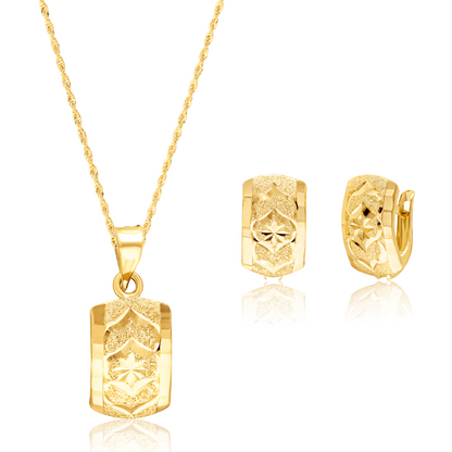 18K Pure Gold Curved Clip Jewelry Set