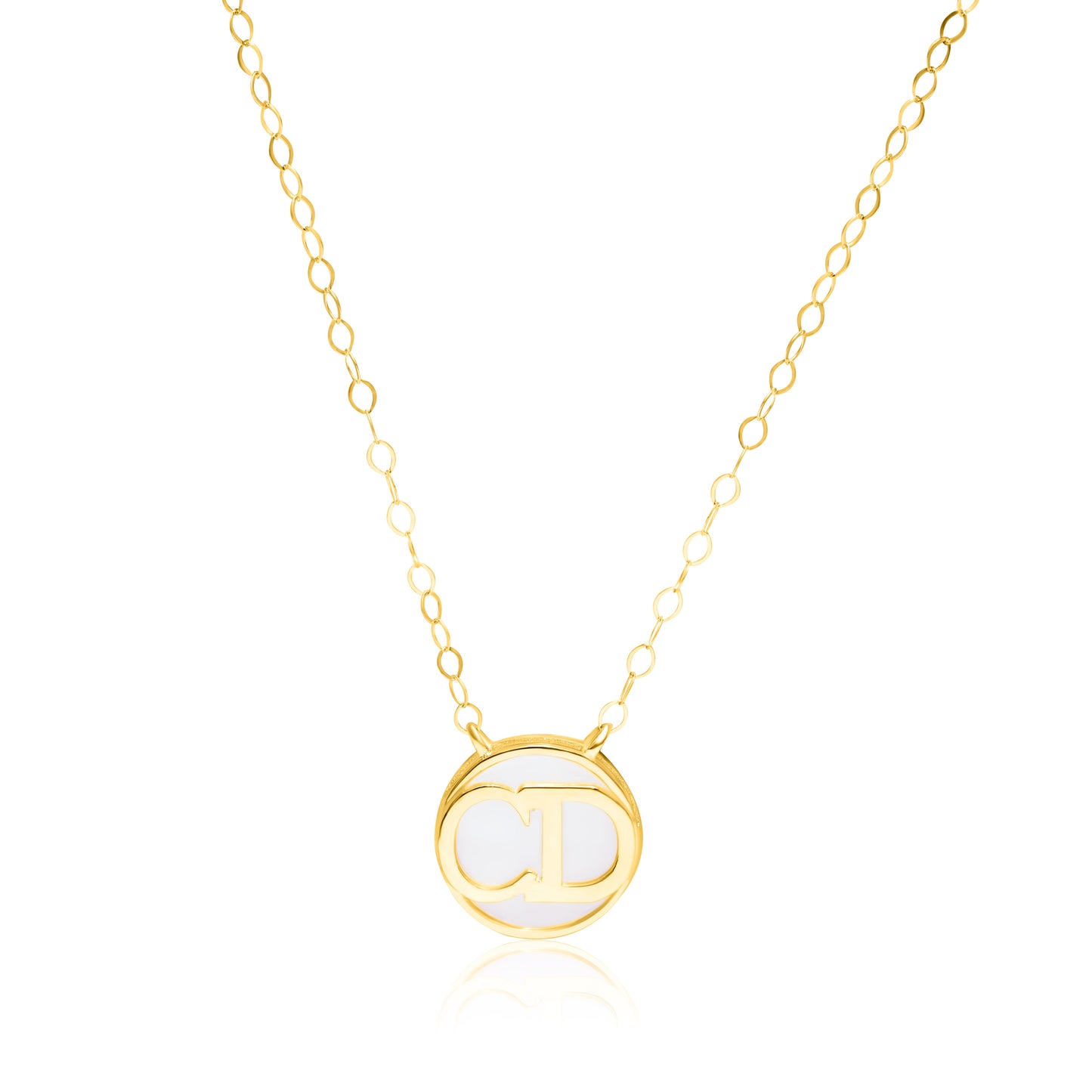18K Pure Gold Round C.D White Necklace