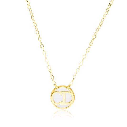 18K Pure Gold Round C.D White Necklace