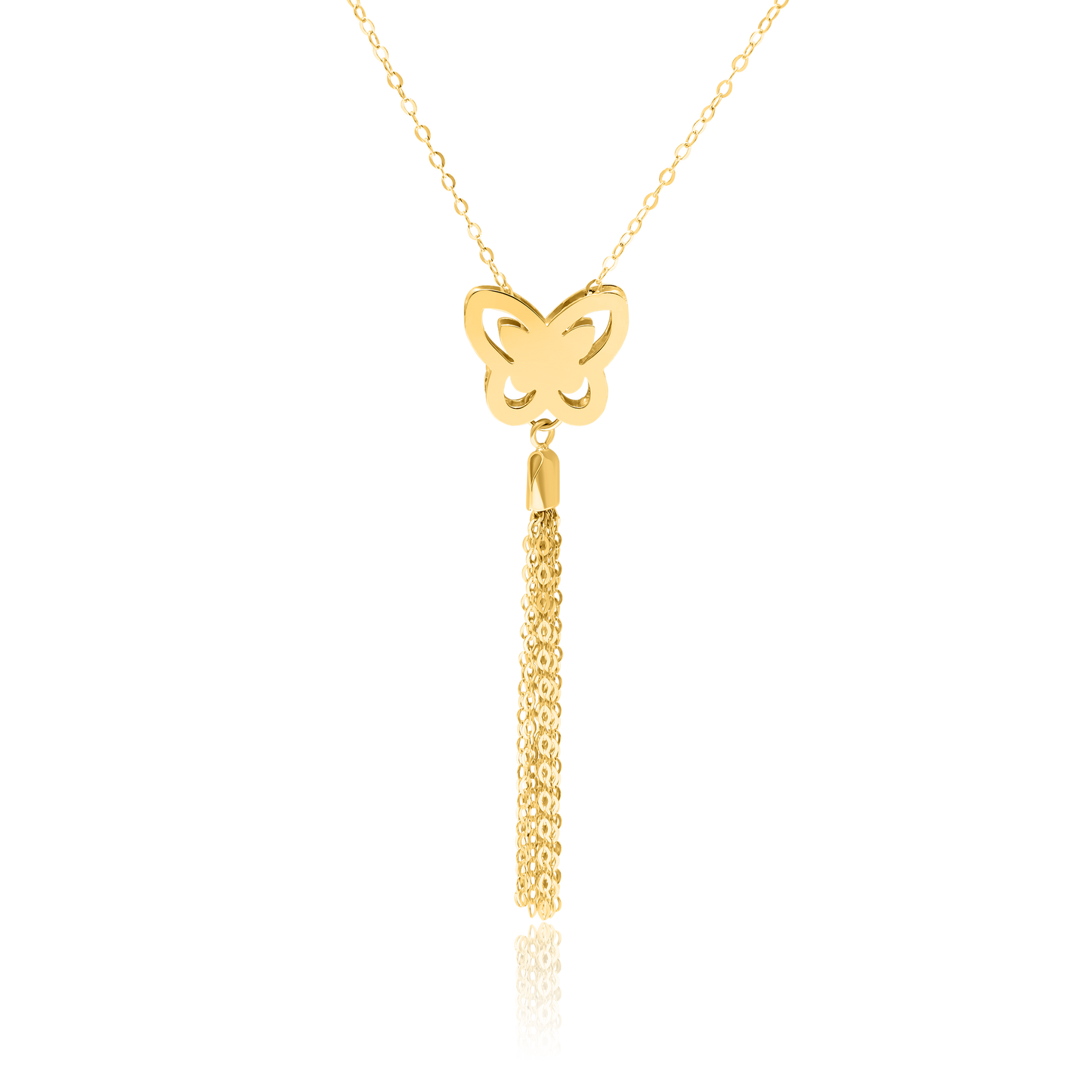 18K Pure Gold Hanging Butterfly Necklace