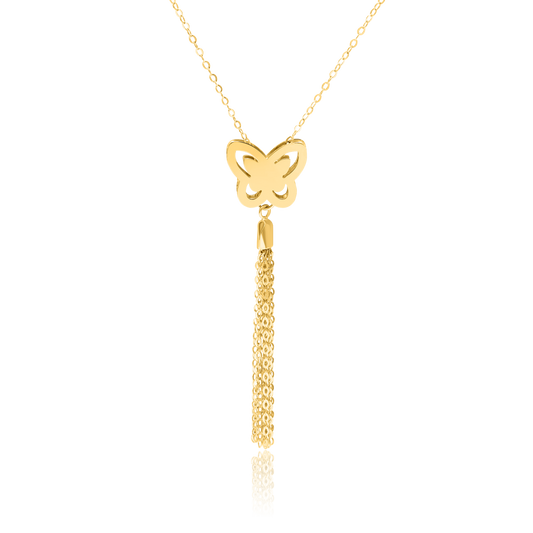 18K Pure Gold Hanging Butterfly Necklace