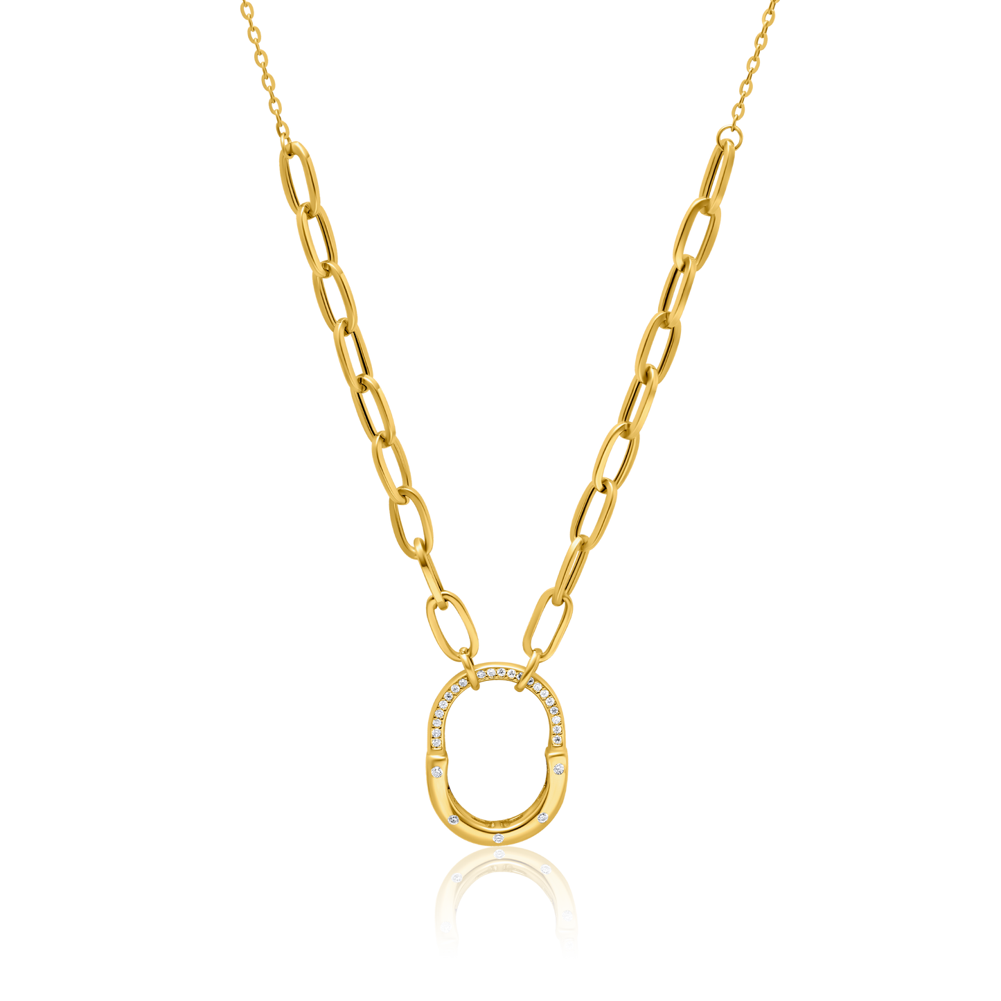 18K Pure Gold Elegant Linked Stone Jewelry Set