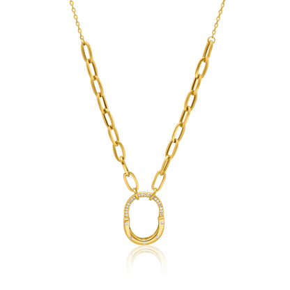 18K Pure Gold Elegant Linked Stone Jewelry Set