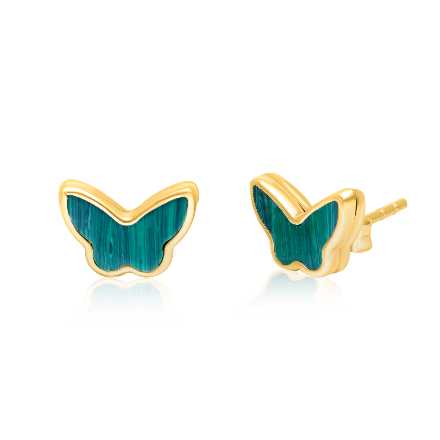 18K Pure Gold Green Butterfly Earring Set