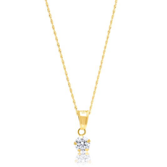 18K Pure Gold Flower Stone Necklace