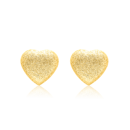 18K Pure Gold Heart Earring Set
