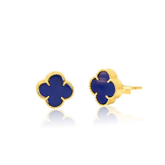 18K Pure Gold V.C Dark Blue Earring Set