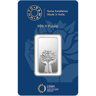 MMTC PAMP 10 Gram Lotus Flower Silver Bar