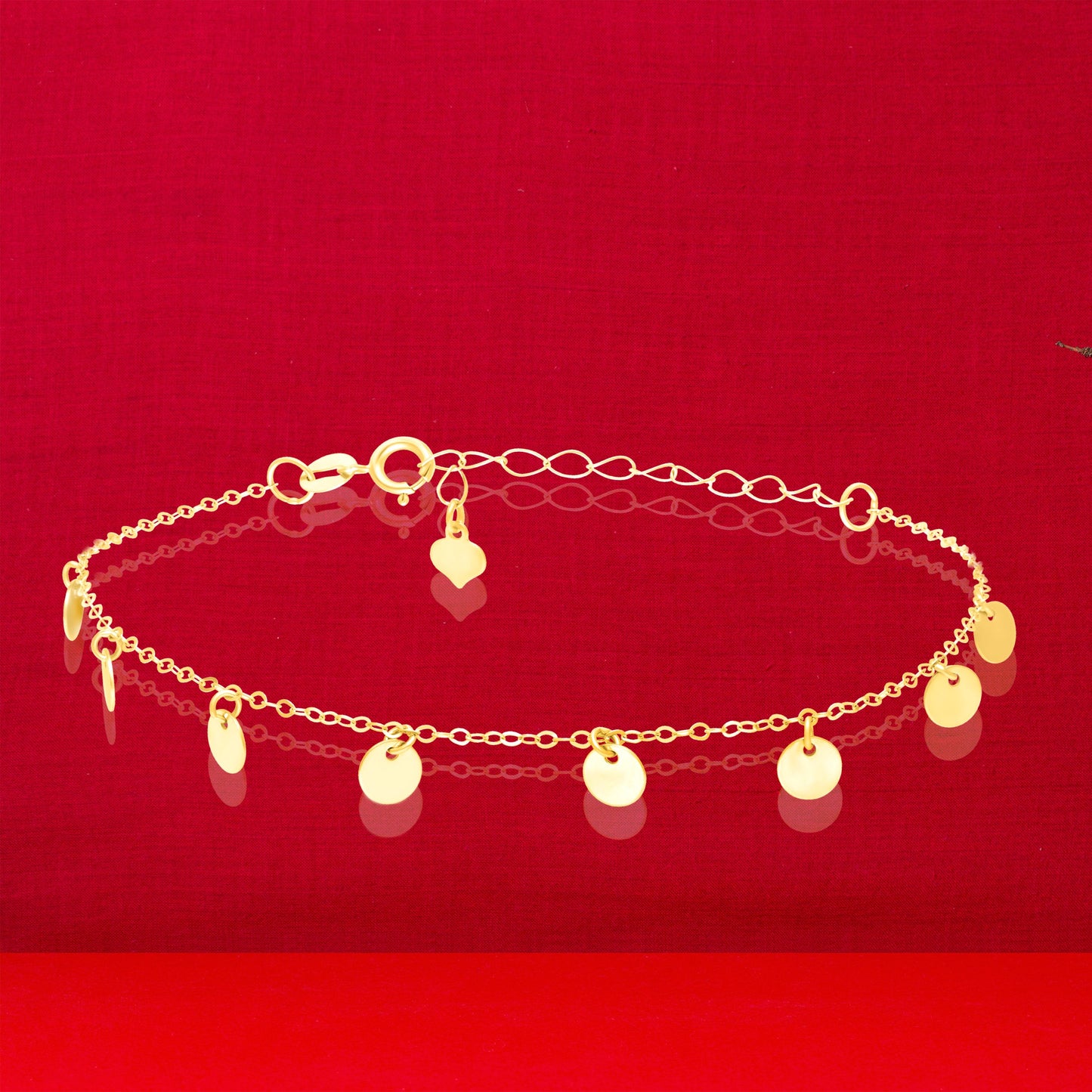 18K Pure Gold Hanging Charm Bracelet