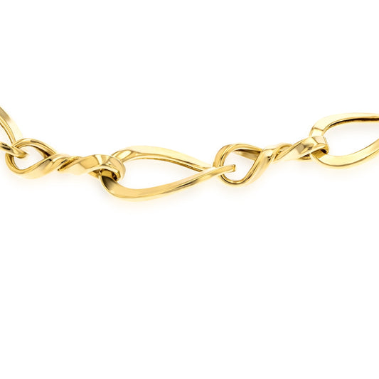 18K Pure Gold Twisted Linked Bracelet