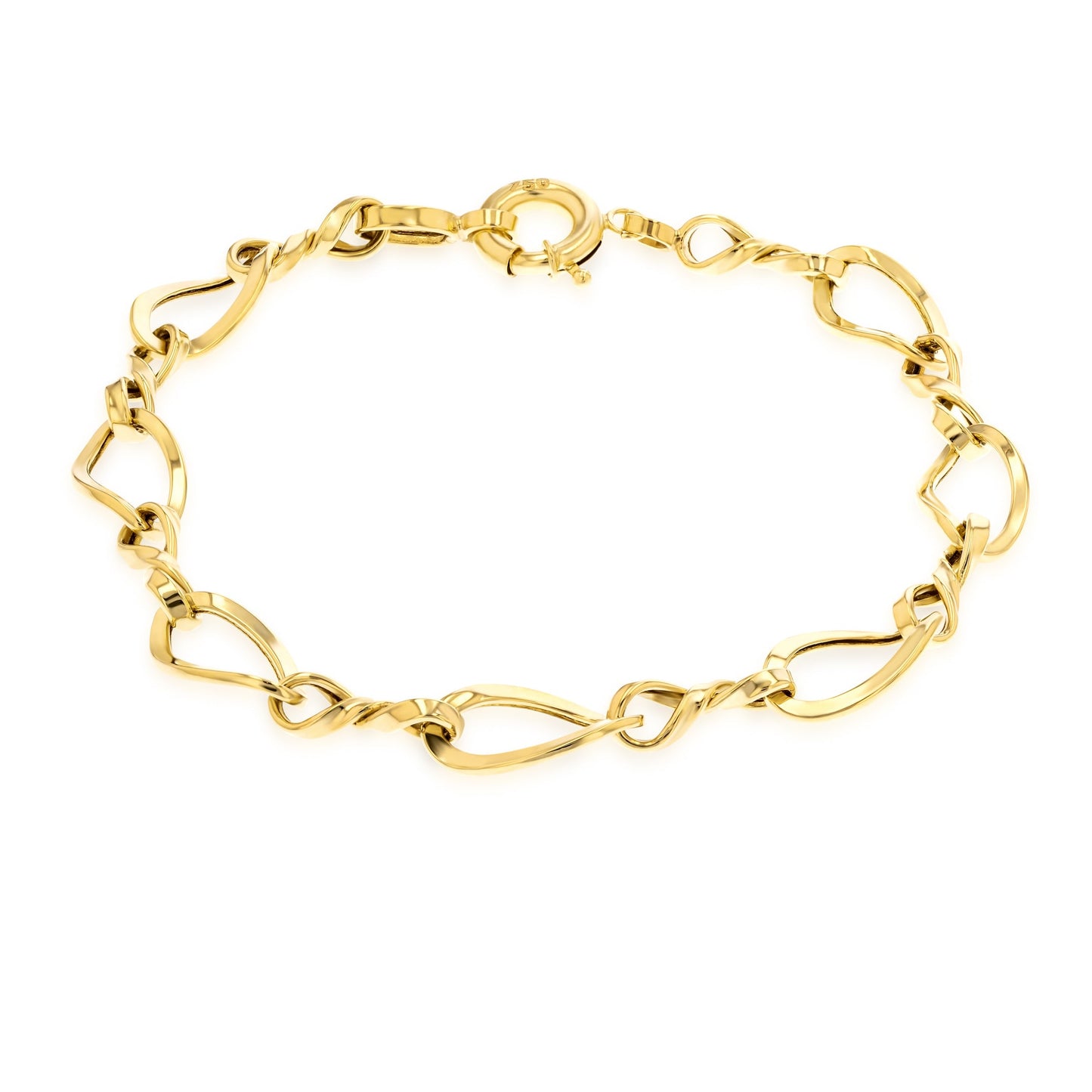 18K Pure Gold Twisted Linked Bracelet