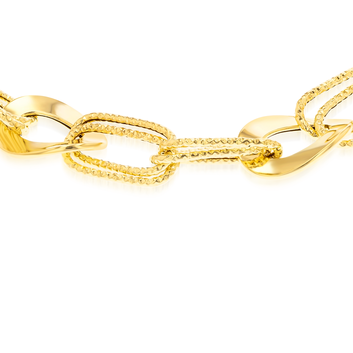 18K Pure Gold Square Twisted Oval Linked Bracelet