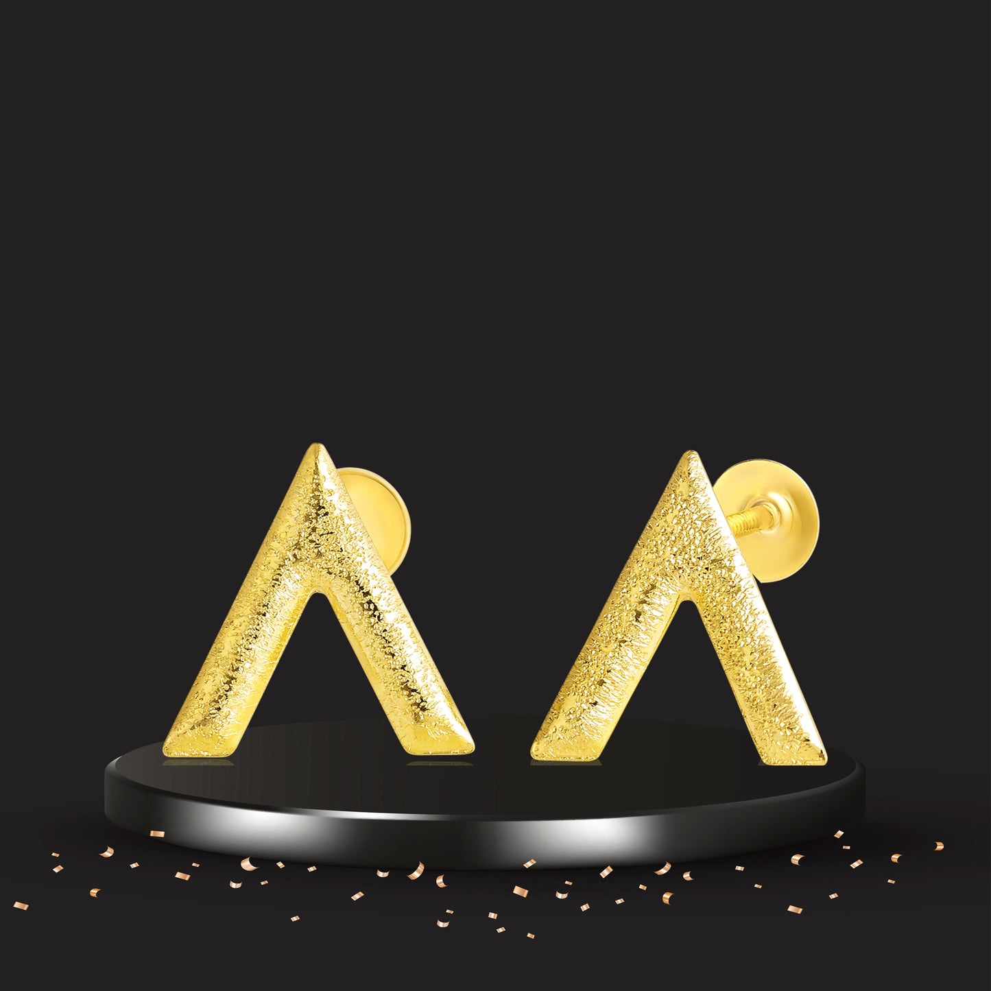 18K Pure Gold V Screw Earring Set