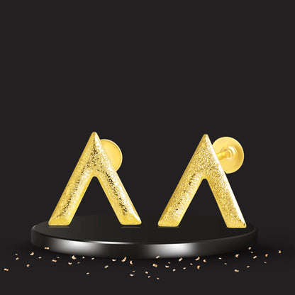 18K Pure Gold V Screw Earring Set