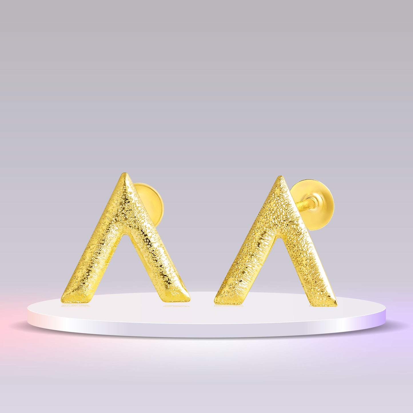 18K Pure Gold V Screw Earring Set