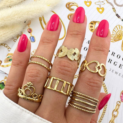 Heart Ring, 18K Gold Plated Steel