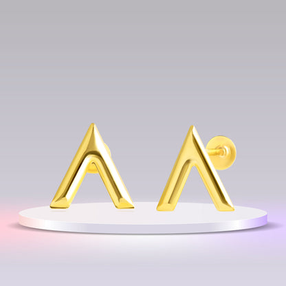 18K Pure Gold V Screw Earring Set