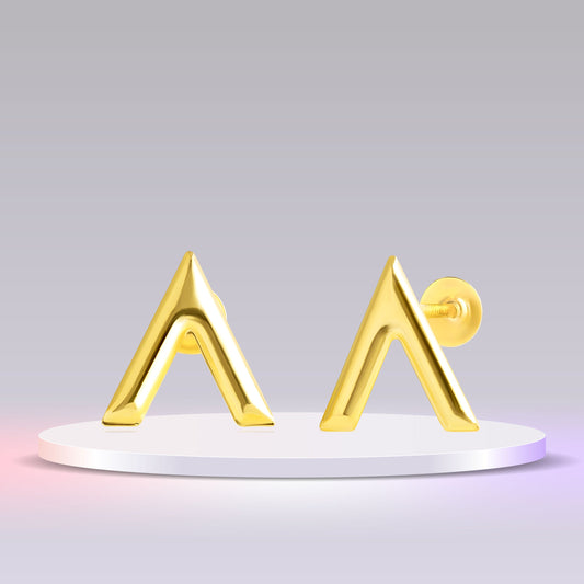 18K Pure Gold V Screw Earring Set