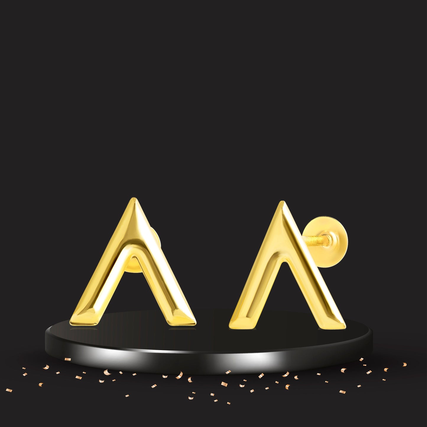 18K Pure Gold V Screw Earring Set