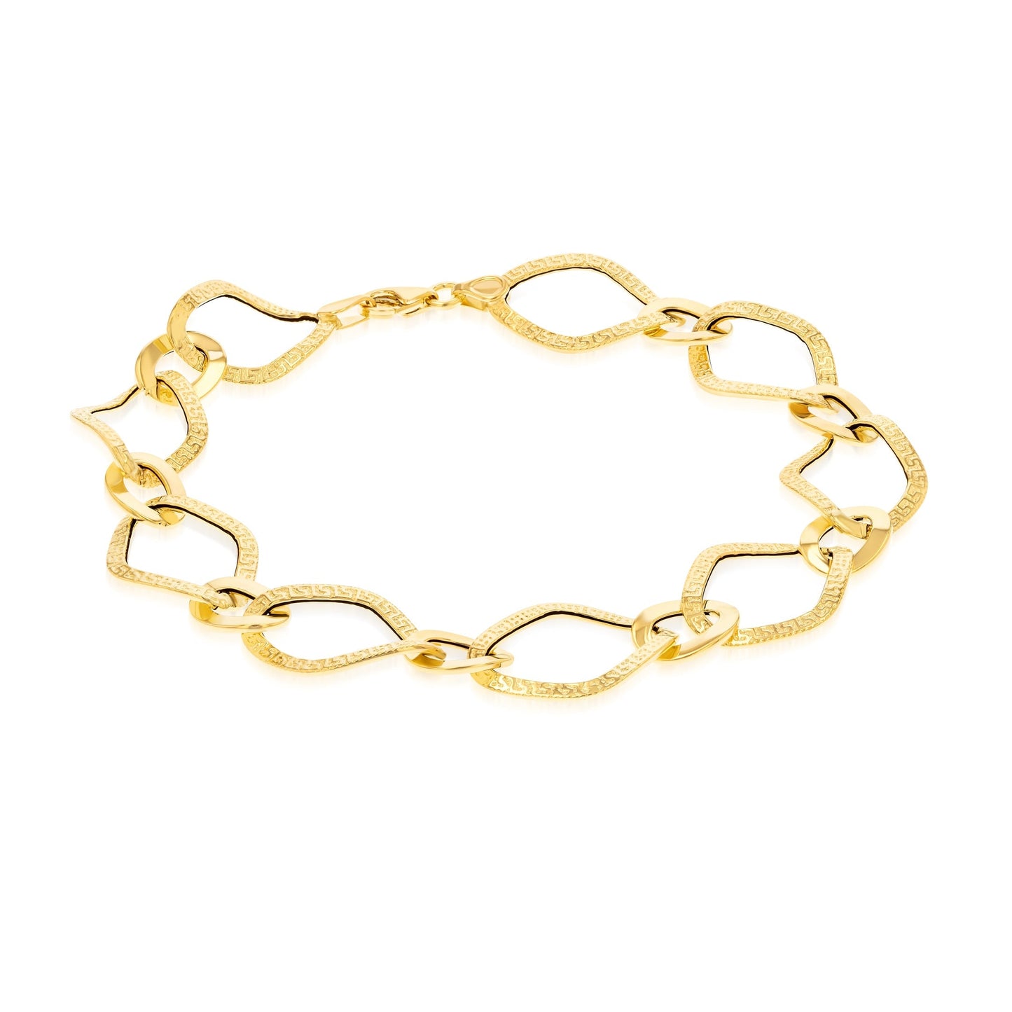 18K Pure Gold Oval Linked Bracelet