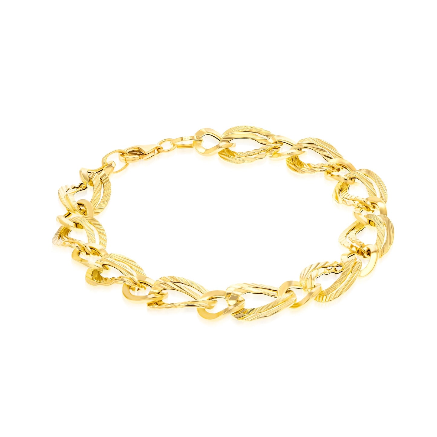 18K Pure Gold Twisted Linked Bracelet