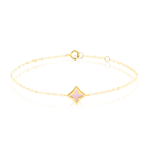 18K Pure Gold Pink Star Bracelet
