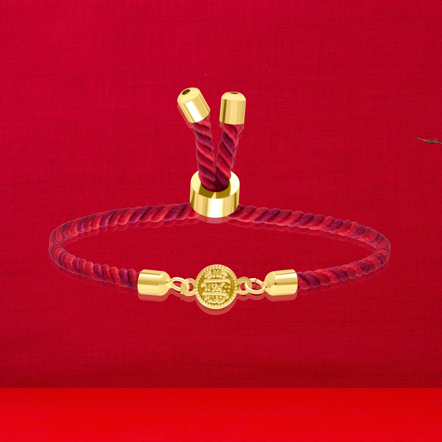 18K Pure Gold Multi Color Thread Coin Bracelet