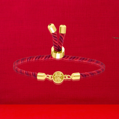 18K Pure Gold Multi Color Thread Coin Bracelet