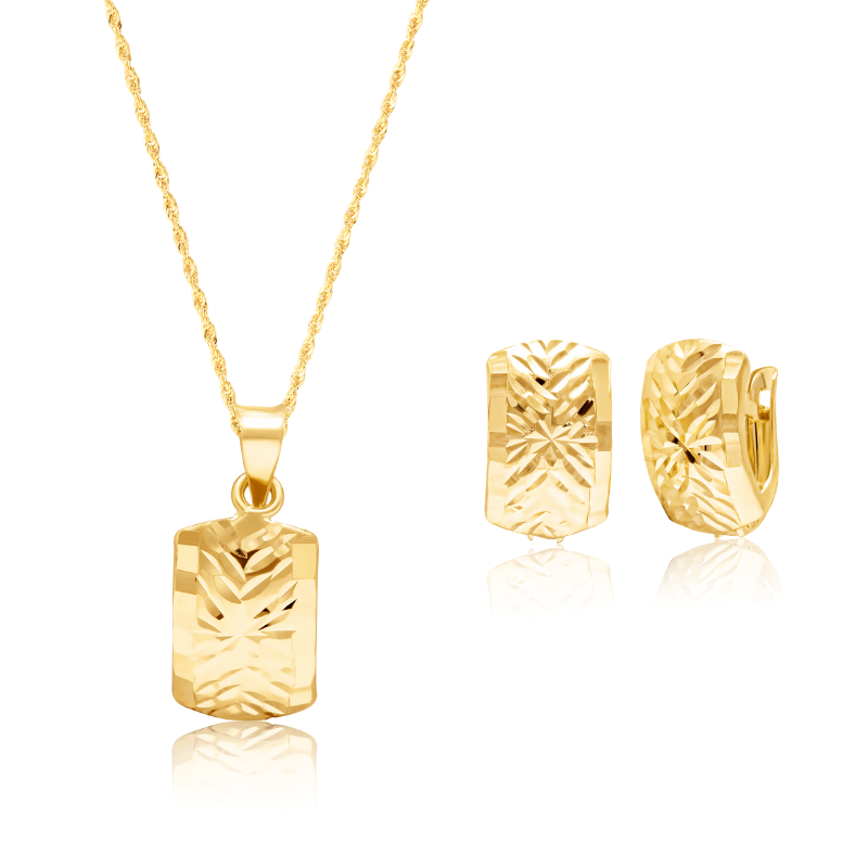 18K Pure Gold Curved Clip Jewelry Set