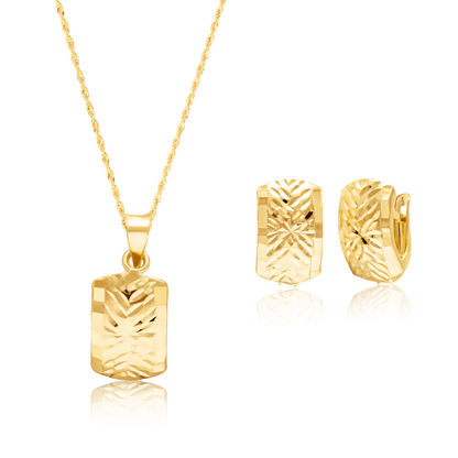 18K Pure Gold Curved Clip Jewelry Set