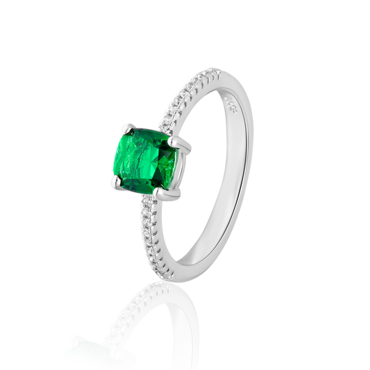 Real 925 Sterling Green Stone Silver Rings