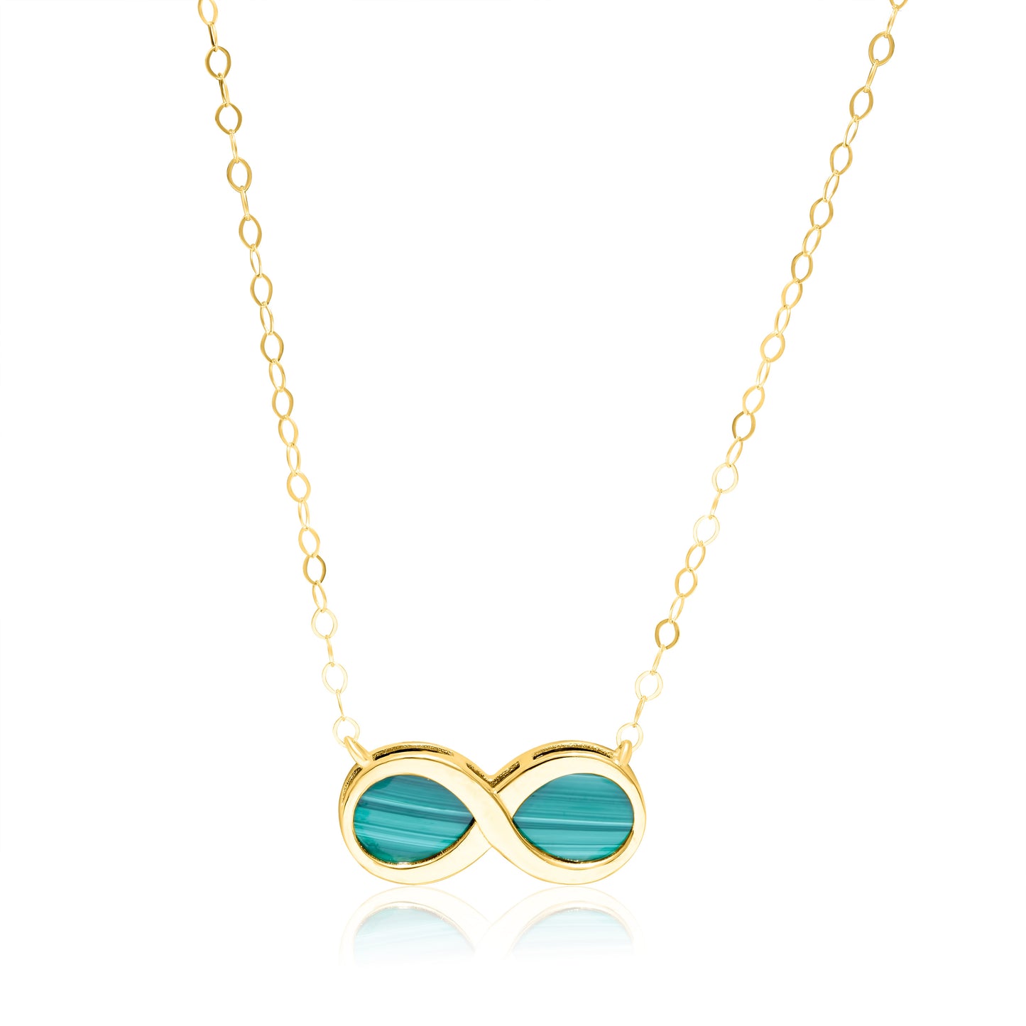 18K Pure Gold Infinity Green Necklace
