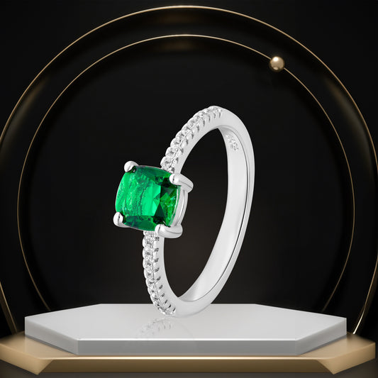 Real 925 Sterling Green Stone Silver Rings