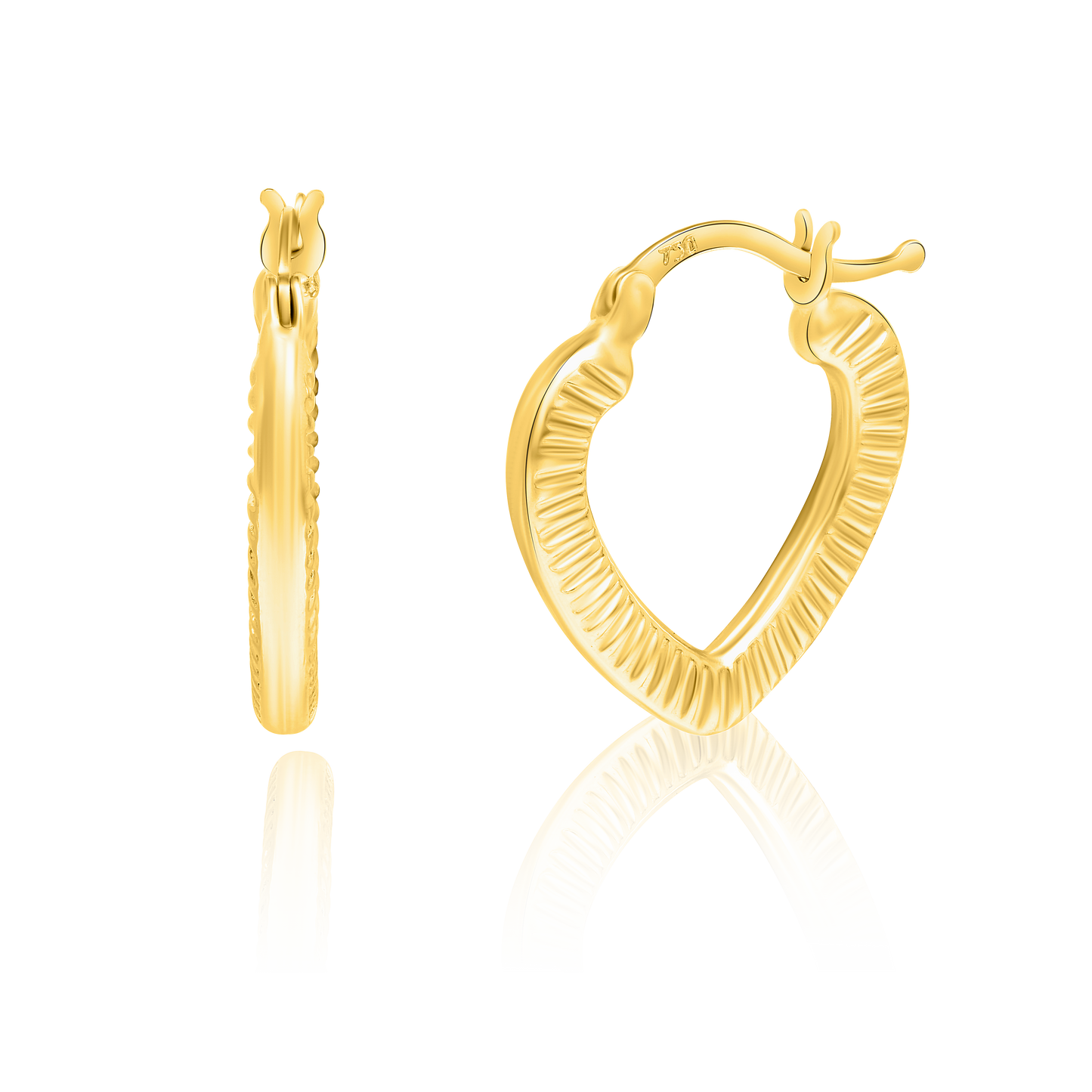 18K Pure Gold Heart Loop Earrings