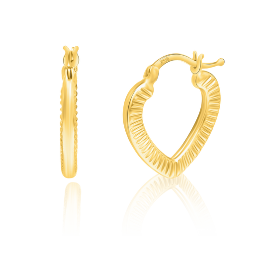 18K Pure Gold Heart Loop Earrings