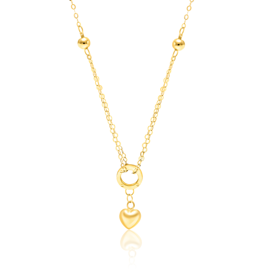 18K Pure Gold Heart Seed Necklace