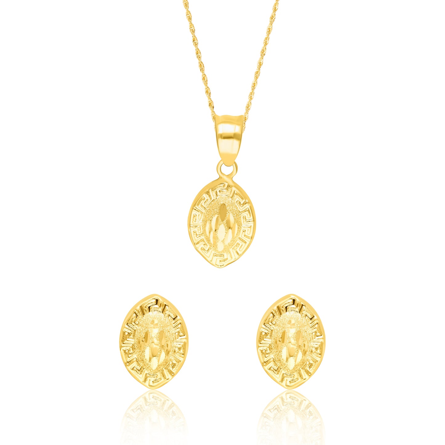 18K Pure Gold Oval Jewelry Set