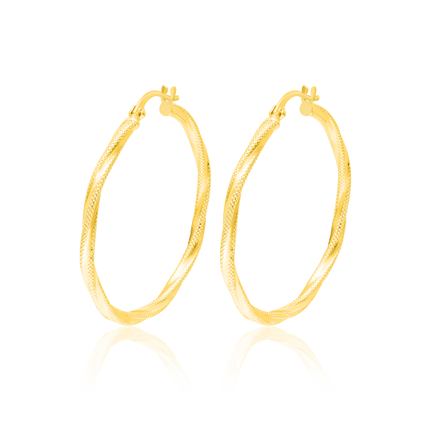 18K Pure Gold Twisted Round Jewelry Set